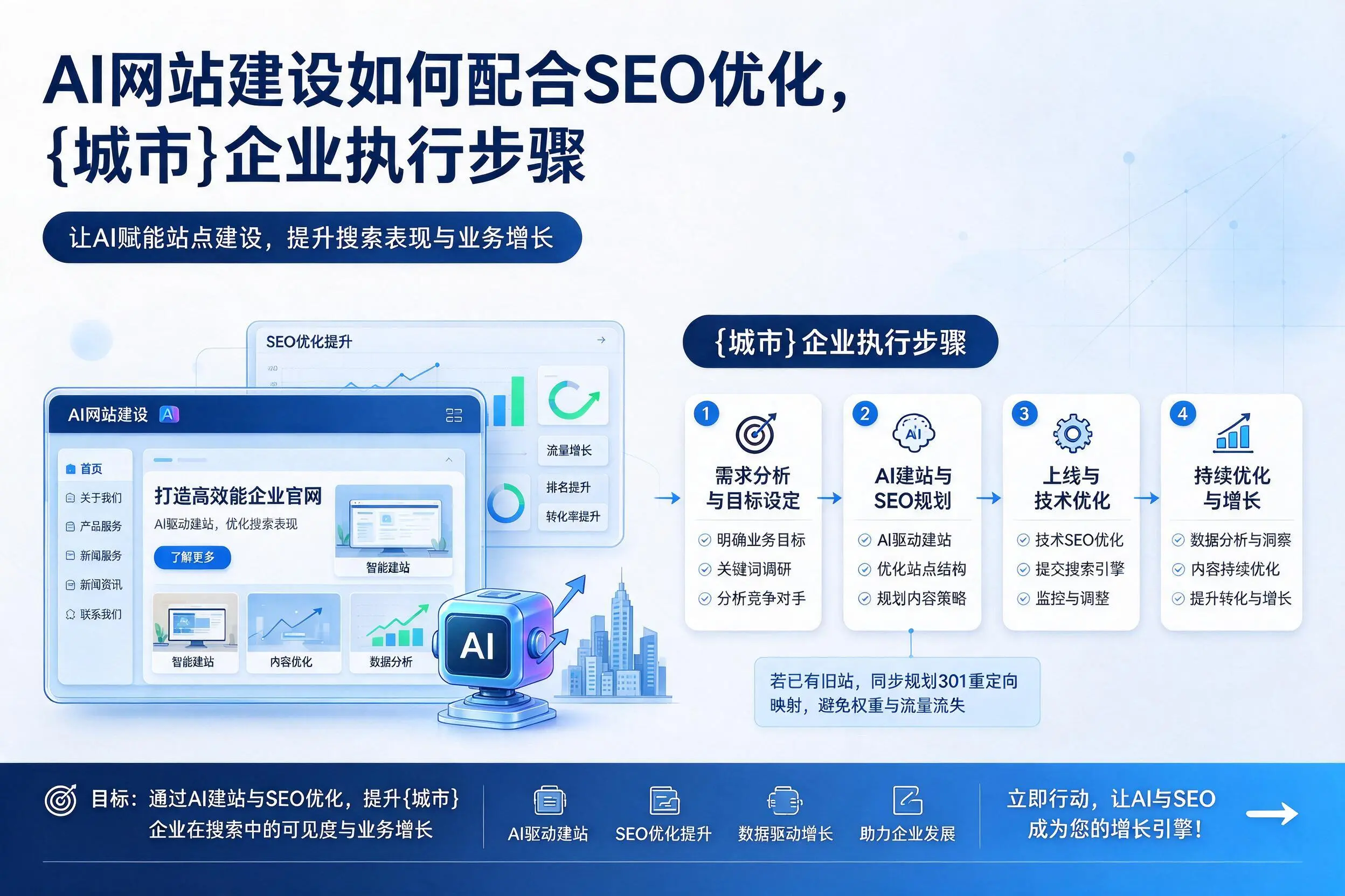 AI网站建设如何配合SEO优化，鹤壁企业执行步骤