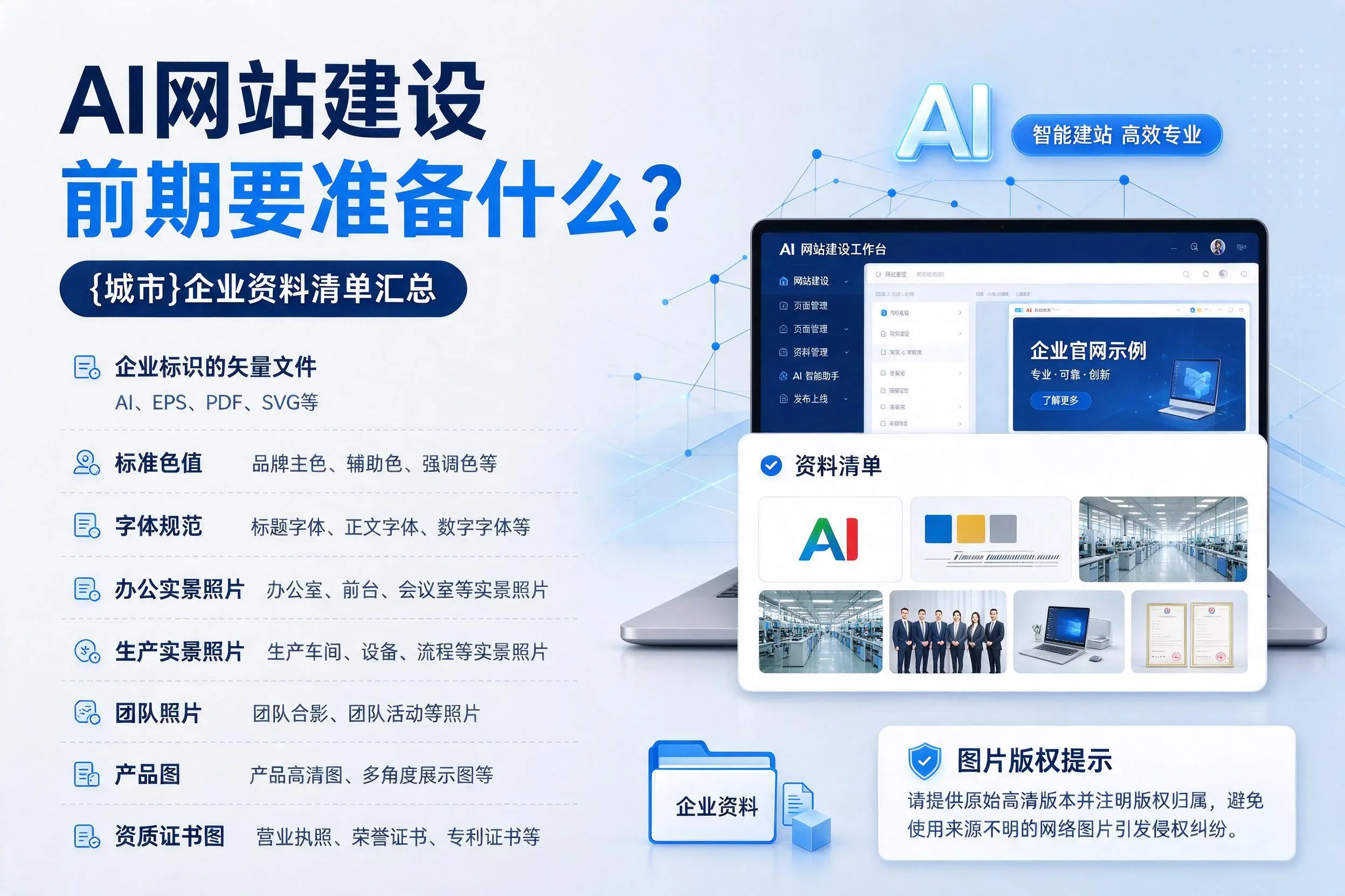 AI网站建设前期要准备什么?鹤壁企业资料清单汇总